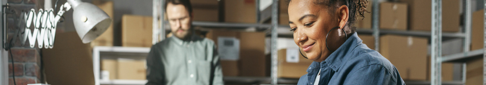 two people working